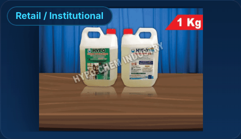 One and five kilogram Sodium Hypochlorite cans