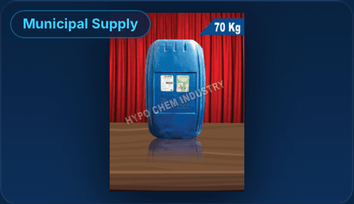 Seventy kilogram blue Sodium Hypochlorite carboy